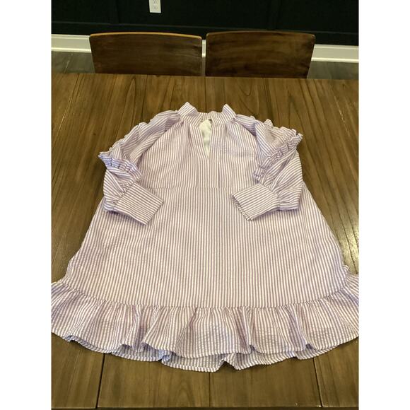 Karlie Seersucker Ruffle shift girlie long sleeve mini Dress purple Lilac S - Picture 10 of 11